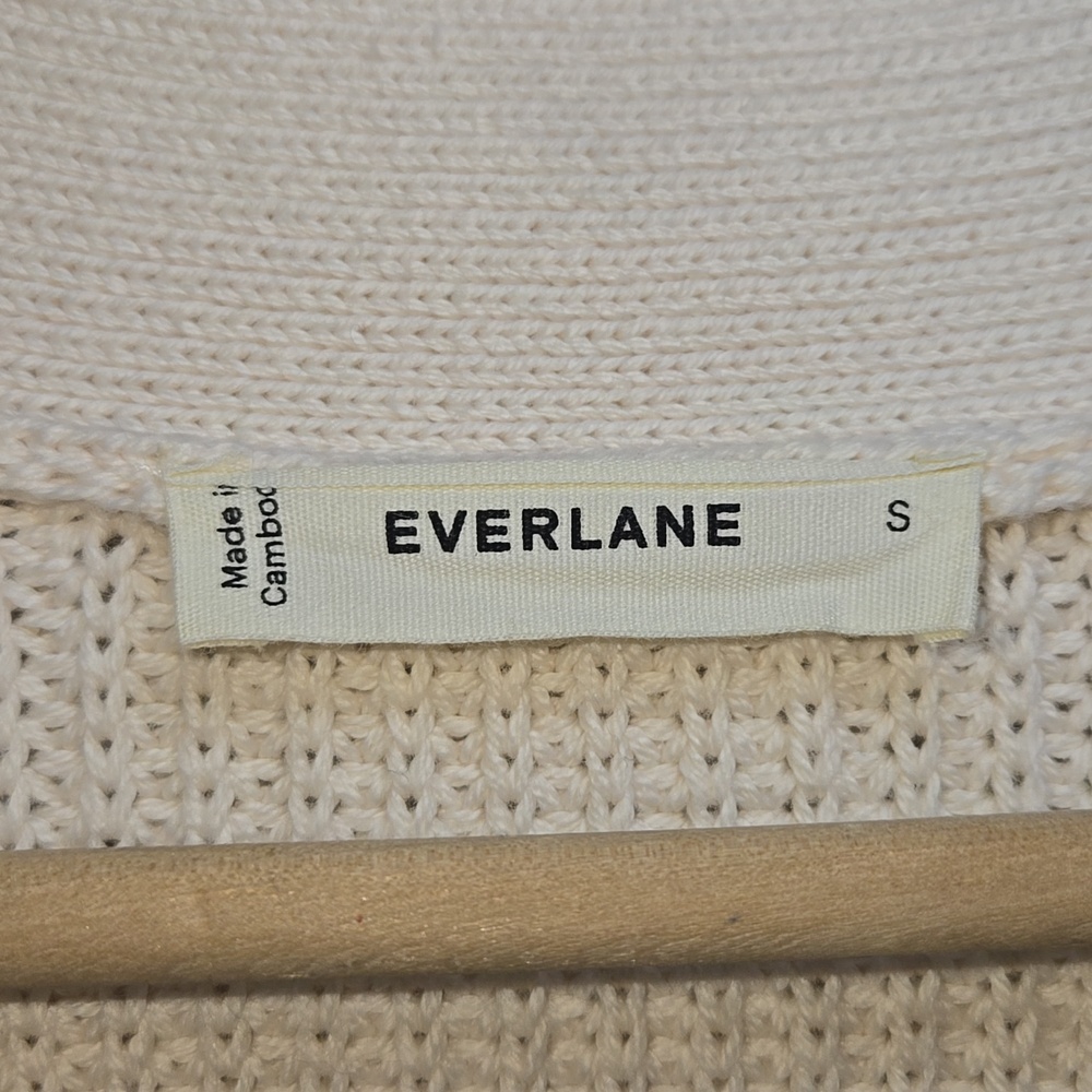 Everlane The Boxy Cardigan Everyday Cable Chunky Knit Organic Cotton In Canvas - Picture 13 of 16